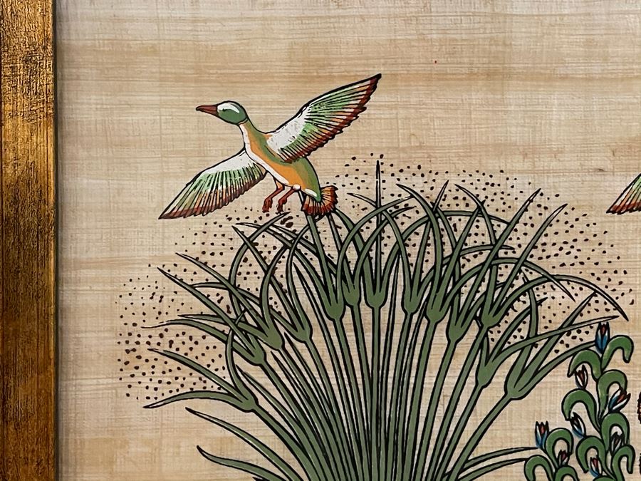 Framed Original Jin Mourad Egyptian Artwork On Papyrus In Gilded Frame 9.5 X 7.5 [Photo 5]