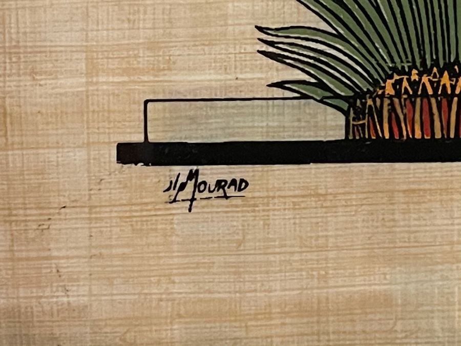 Framed Original Jin Mourad Egyptian Artwork On Papyrus In Gilded Frame 9.5 X 7.5 [Photo 10]