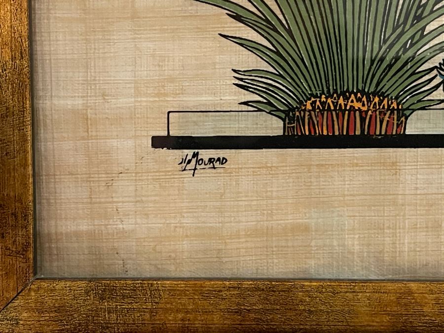 Framed Original Jin Mourad Egyptian Artwork On Papyrus In Gilded Frame 9.5 X 7.5 [Photo 8]
