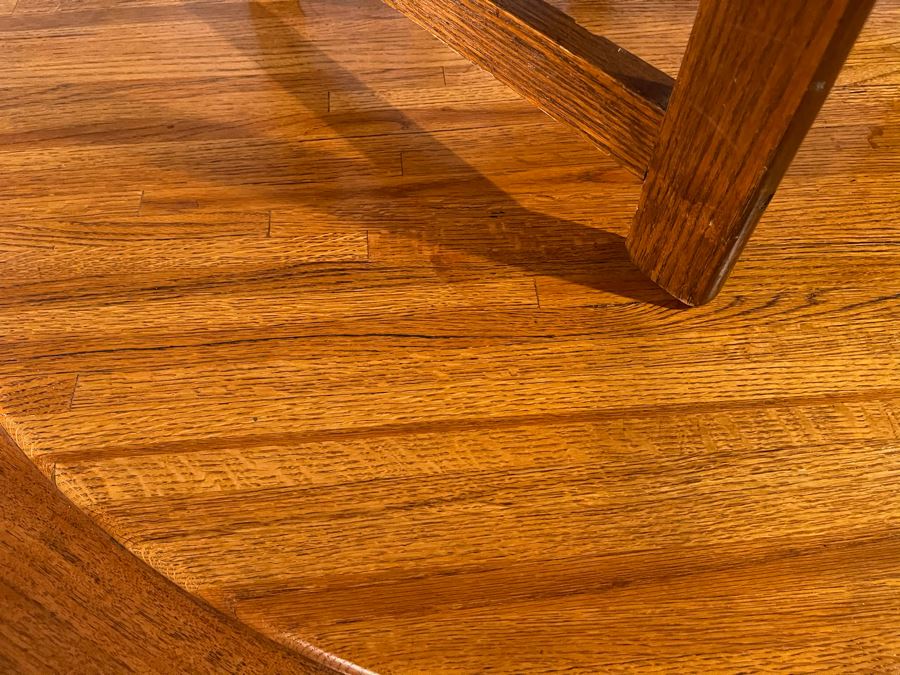 Lou Hodges For California Design Group Handcrafted Butcher Block Top Round Oak Table With Four Chairs 49W X 29H [Photo 14]