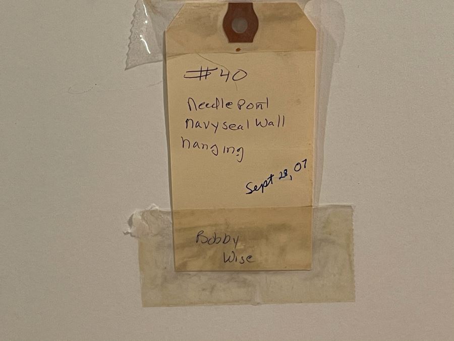 Vintage Needlepoint Navy Seal Wall Hanging By Bobby Wise 18 X 18 [Photo 7]