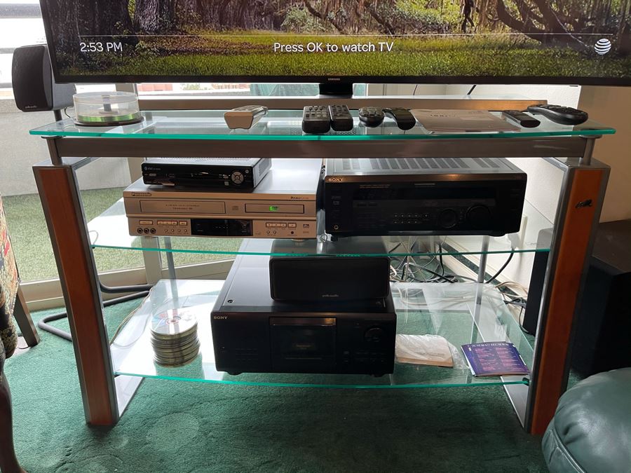 Bell'O Italian Metal And Glass TV Entertainment Stand 45W X 23D X 28H [Photo 7]