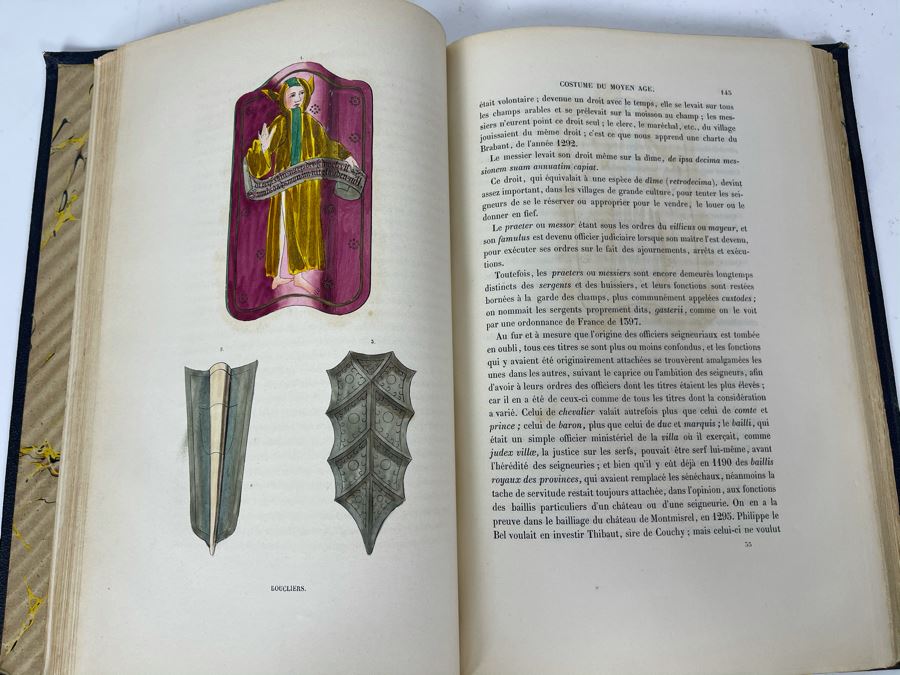Antique 1847 First Volume Book: Costume Du Moyen Age: D'Apres Les Manuscripts Bruxelles With Color Plates 7 X 11 - See Photos [Photo 13]