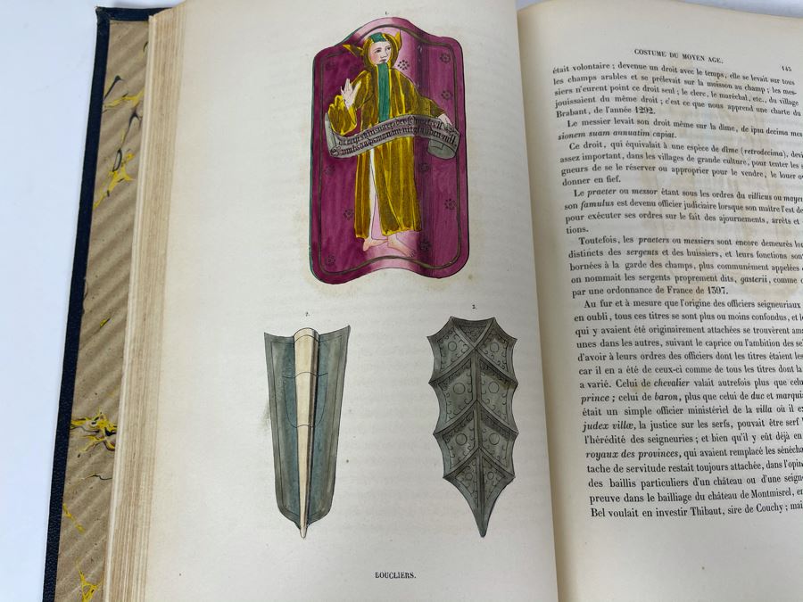 Antique 1847 First Volume Book: Costume Du Moyen Age: D'Apres Les Manuscripts Bruxelles With Color Plates 7 X 11 - See Photos [Photo 14]