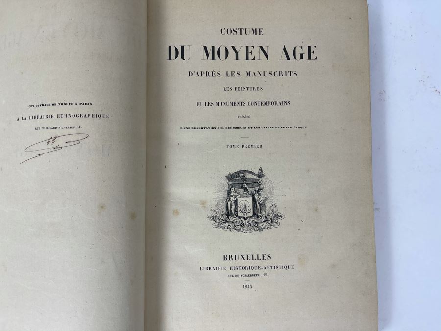 Antique 1847 First Volume Book: Costume Du Moyen Age: D'Apres Les Manuscripts Bruxelles With Color Plates 7 X 11 - See Photos [Photo 11]