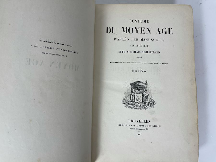 Antique 1847 Second Volume Book: Costume Du Moyen Age: D'Apres Les Manuscripts Bruxelles - 134 Color Plates - See Photos [Photo 7]
