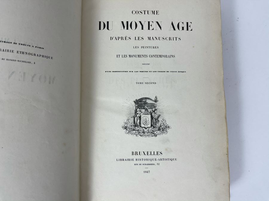 Antique 1847 Second Volume Book: Costume Du Moyen Age: D'Apres Les Manuscripts Bruxelles - 134 Color Plates - See Photos [Photo 8]