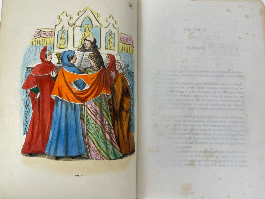 Antique 1847 Second Volume Book: Costume Du Moyen Age: D'Apres Les Manuscripts Bruxelles - 134 Color Plates - See Photos [Photo 10]