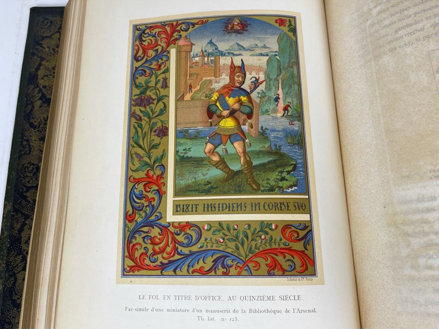 Antique 1871 French Paris Book Moeurs, Usages Et Costumes Au Moyen Age La Renaissance Par Paul Lacroix With Beautiful Color Chromolithographic Plates (15 Color Plates / Plus Lots Of Engravings) 8 X 11 - See Photos [Photo 13]