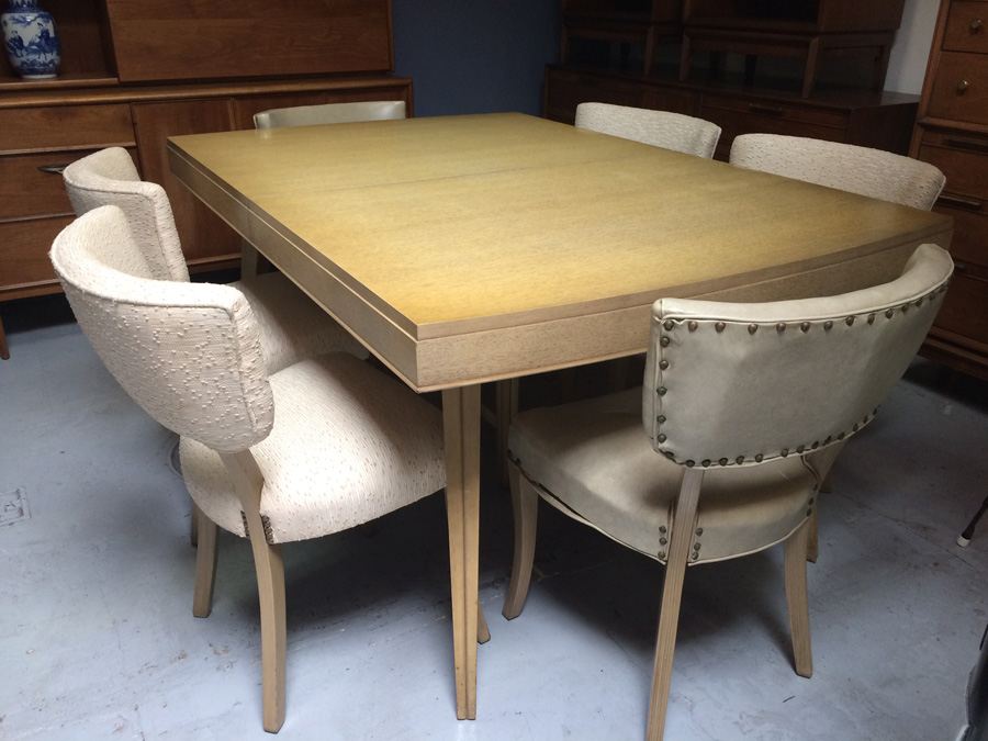 Rway R-Way Retro Mid Century Dining Table with 6 Chairs and 2 Hidden Leaves