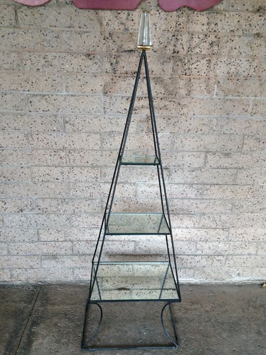 Modern Metal Etagere with Glass Shelves and Lucite Top Finial [Photo 4]