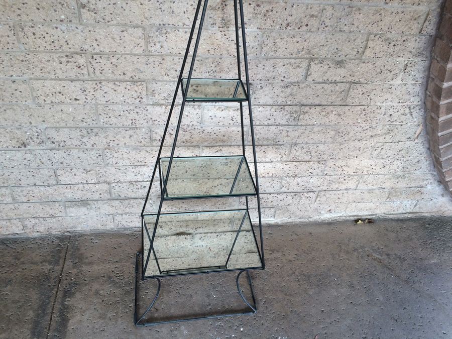 Modern Metal Etagere with Glass Shelves and Lucite Top Finial [Photo 6]