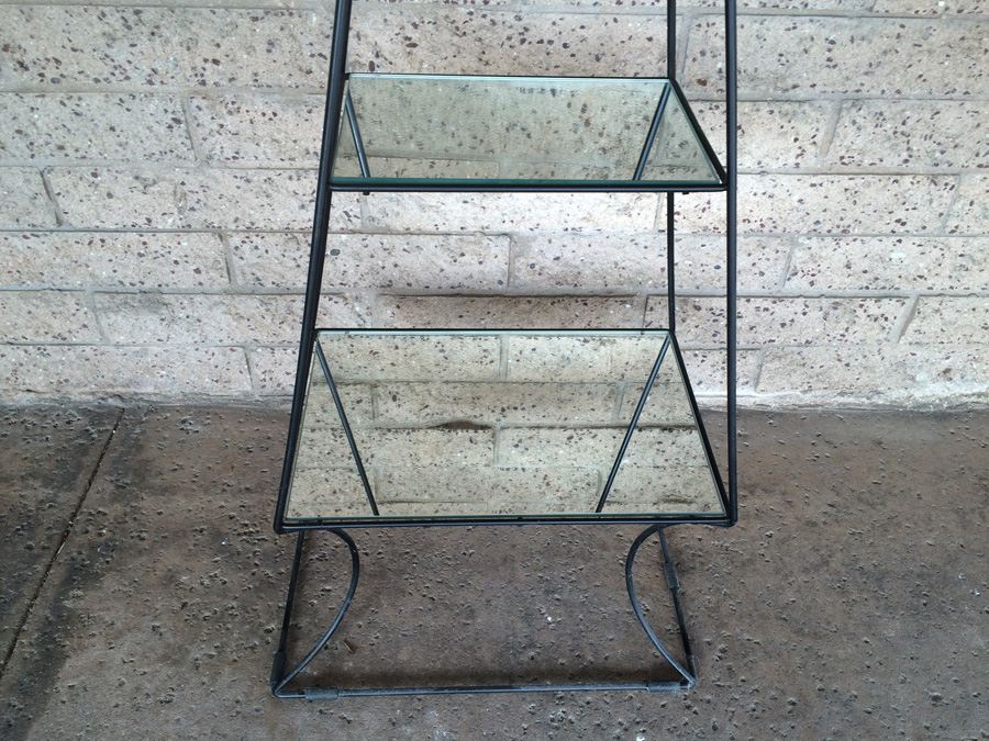 Modern Metal Etagere with Glass Shelves and Lucite Top Finial [Photo 2]