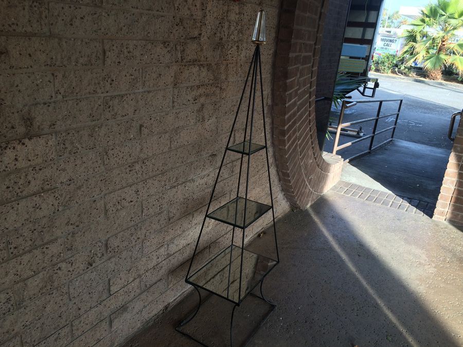 Modern Metal Etagere with Glass Shelves and Lucite Top Finial [Photo 7]