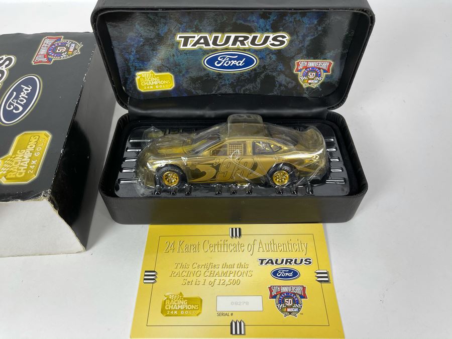 Limited Edition Racing Champions Ford Taurus 24K Gold Car Model With Box [Photo 2]