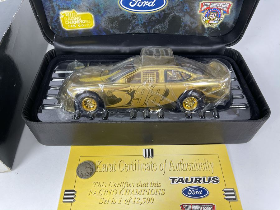 Limited Edition Racing Champions Ford Taurus 24K Gold Car Model With Box [Photo 6]