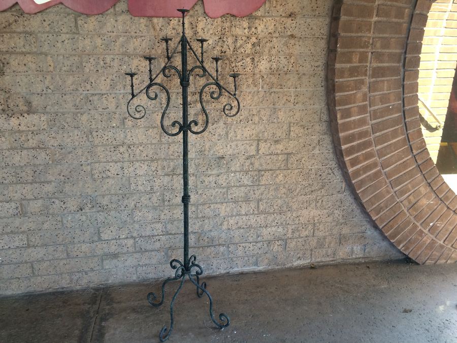 Tall Wrought Iron Candle Stand 7 Candle Holder