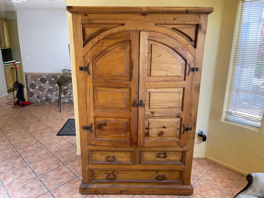 JUST ADDED - Pine Armoire Cabinet 47W  X 25D X 72.5H [Photo 4]