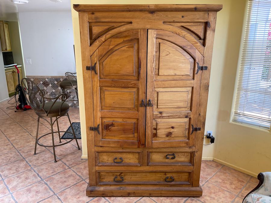JUST ADDED - Pine Armoire Cabinet 47W  X 25D X 72.5H [Photo 1]