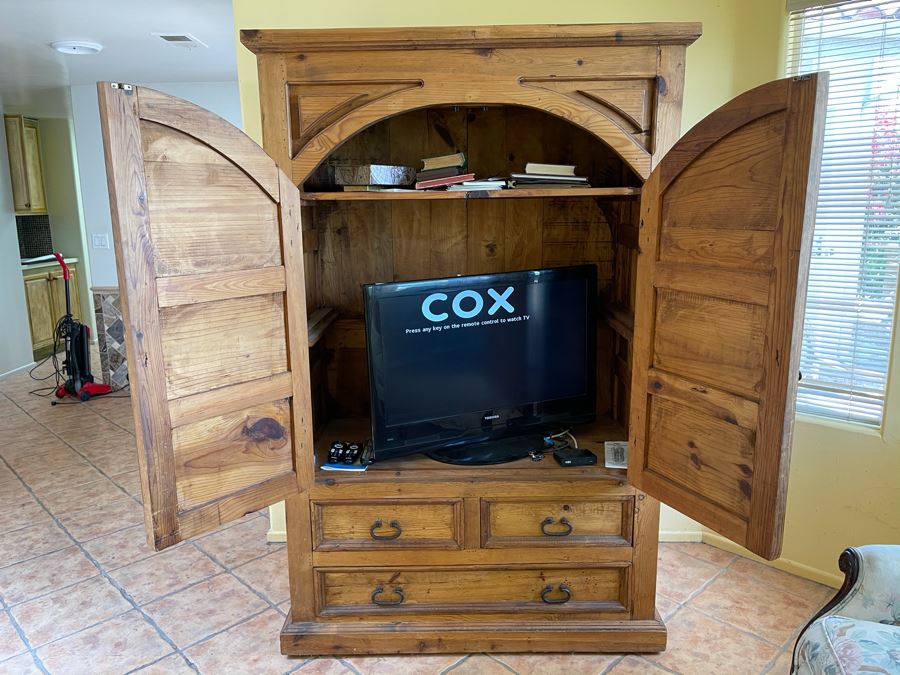 JUST ADDED - Pine Armoire Cabinet 47W  X 25D X 72.5H [Photo 6]