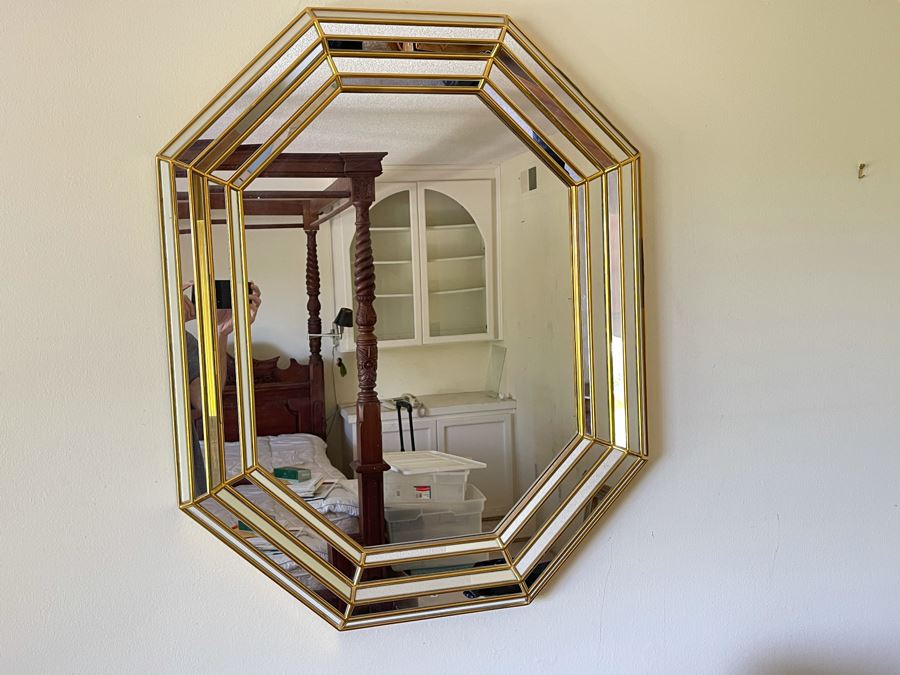 JUST ADDED - Vintage Gilt Wooden Wall Mirror Made In Belgium [Photo 2]