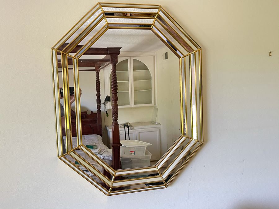 JUST ADDED - Vintage Gilt Wooden Wall Mirror Made In Belgium [Photo 1]