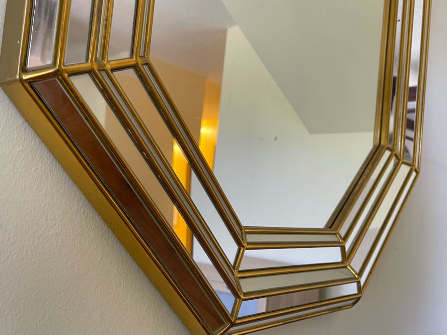JUST ADDED - Vintage Gilt Wooden Wall Mirror Made In Belgium [Photo 4]
