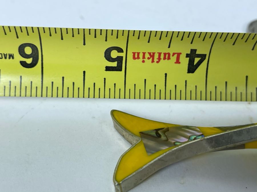 JUST ADDED - Mid-Century Fish Bottle Opener With Inlaid Mother Of Pearl Alpaca Mexico 5W [Photo 6]