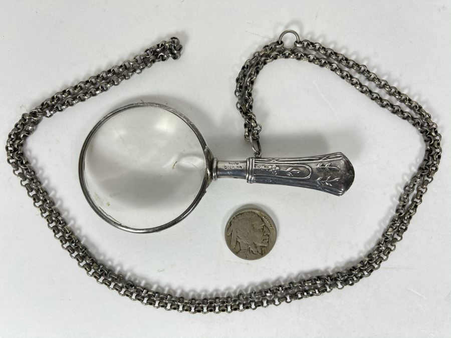 JUST ADDED - Sterling Silver Magnifying Glass With 36' Silver Chain
