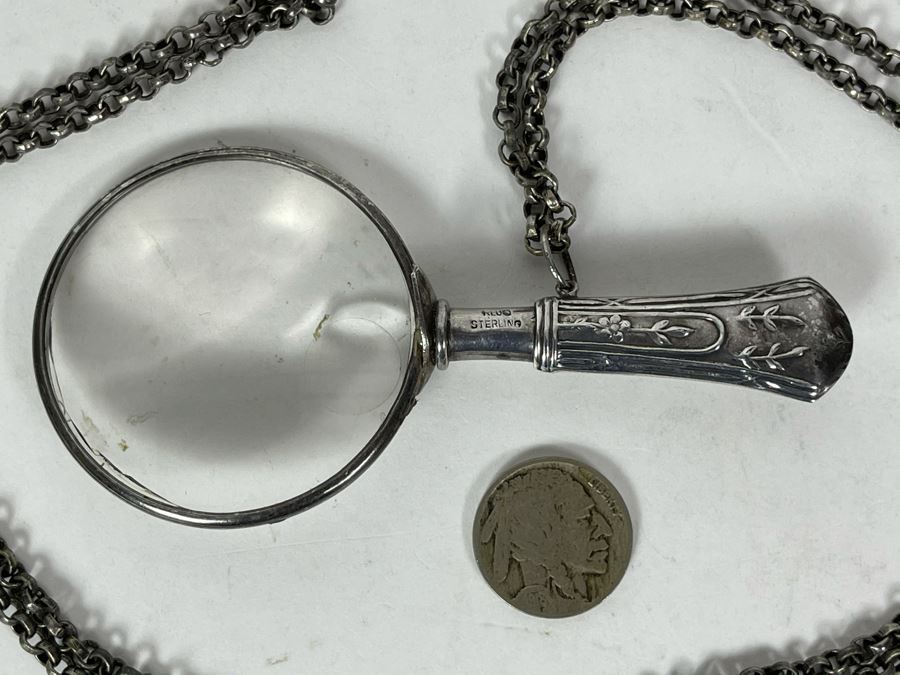 JUST ADDED - Sterling Silver Magnifying Glass With 36' Silver Chain [Photo 5]