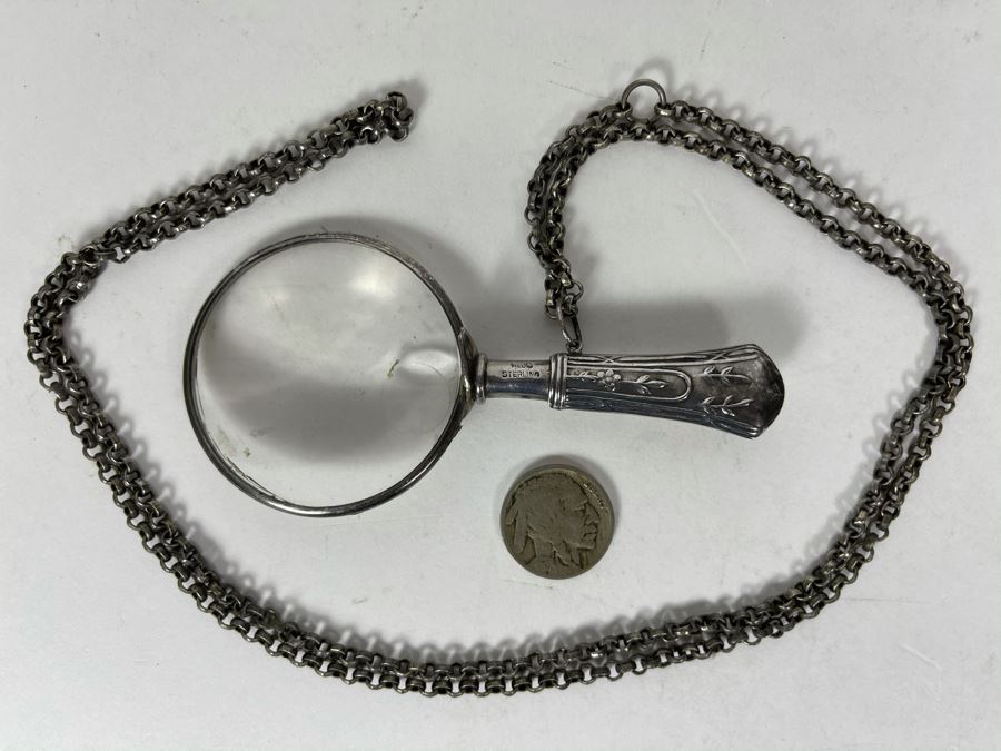 JUST ADDED - Sterling Silver Magnifying Glass With 36' Silver Chain [Photo 2]