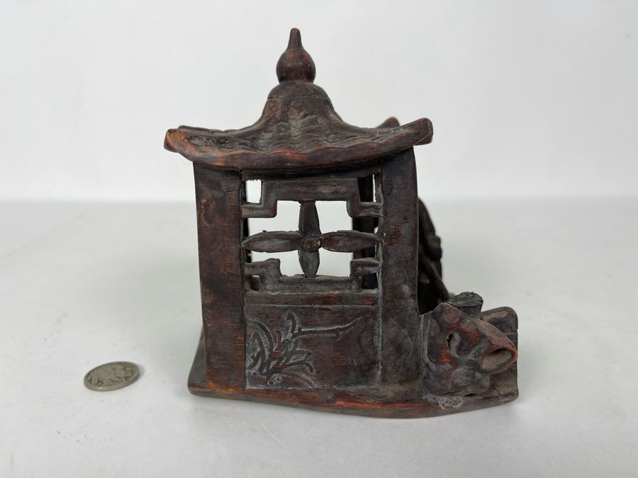 JUST ADDED - Vintage Carved Wooden Asian Figurine 5W X 5H [Photo 5]
