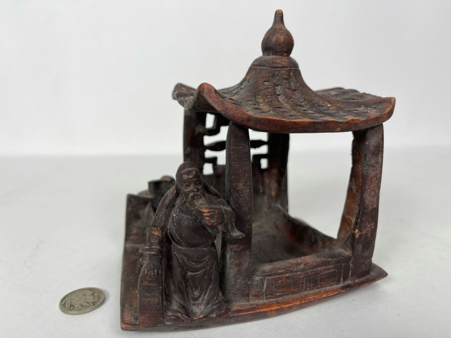 JUST ADDED - Vintage Carved Wooden Asian Figurine 5W X 5H [Photo 2]