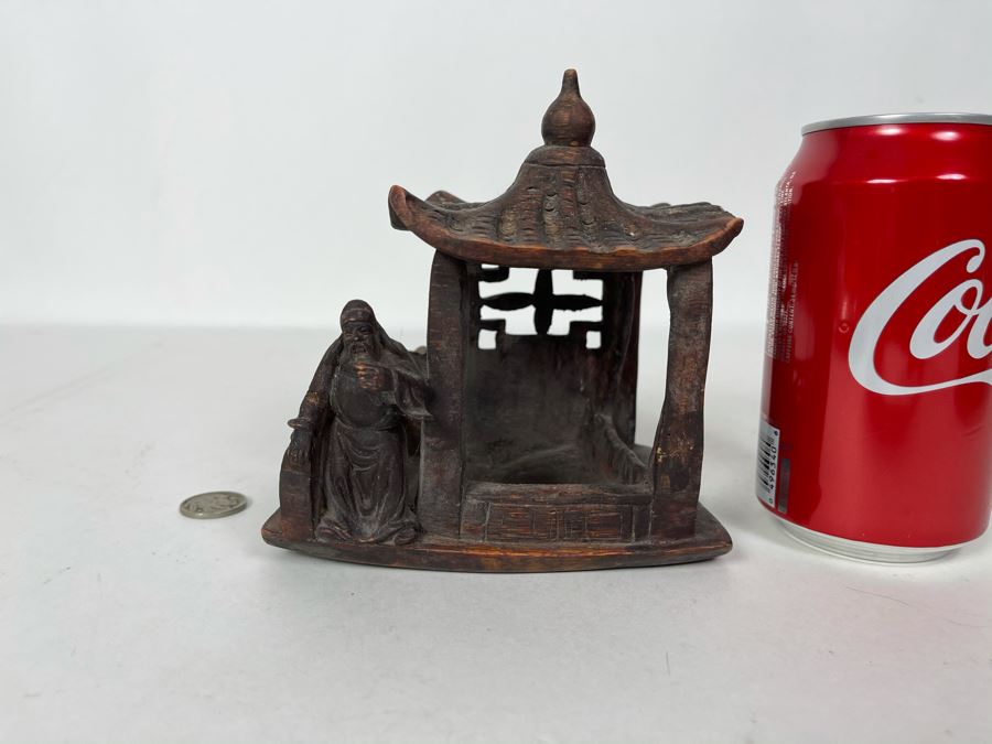 JUST ADDED - Vintage Carved Wooden Asian Figurine 5W X 5H [Photo 8]
