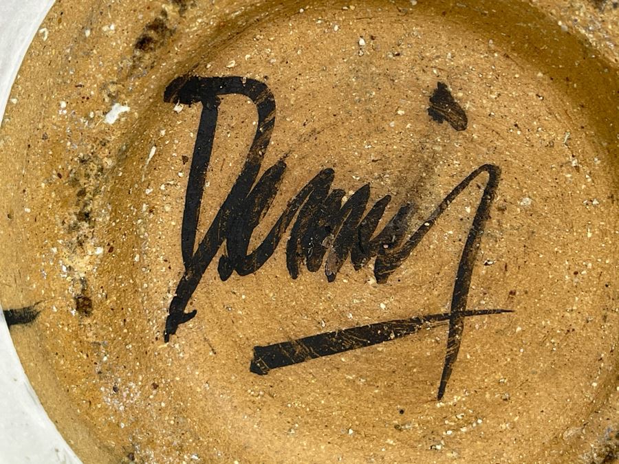 JUST ADDED - Signed Hand Painted Stoneware Pottery Jar With Lid 8W X 7H [Photo 8]