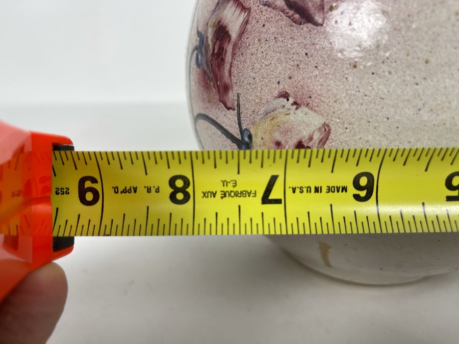 JUST ADDED - Signed Hand Painted Stoneware Pottery Jar With Lid 8W X 7H [Photo 10]