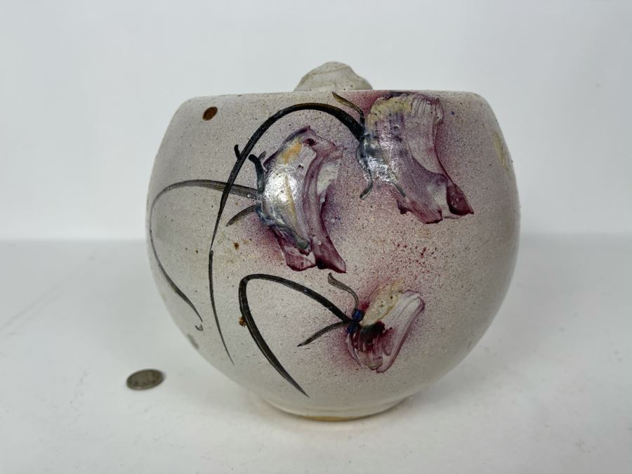 JUST ADDED - Signed Hand Painted Stoneware Pottery Jar With Lid 8W X 7H [Photo 5]