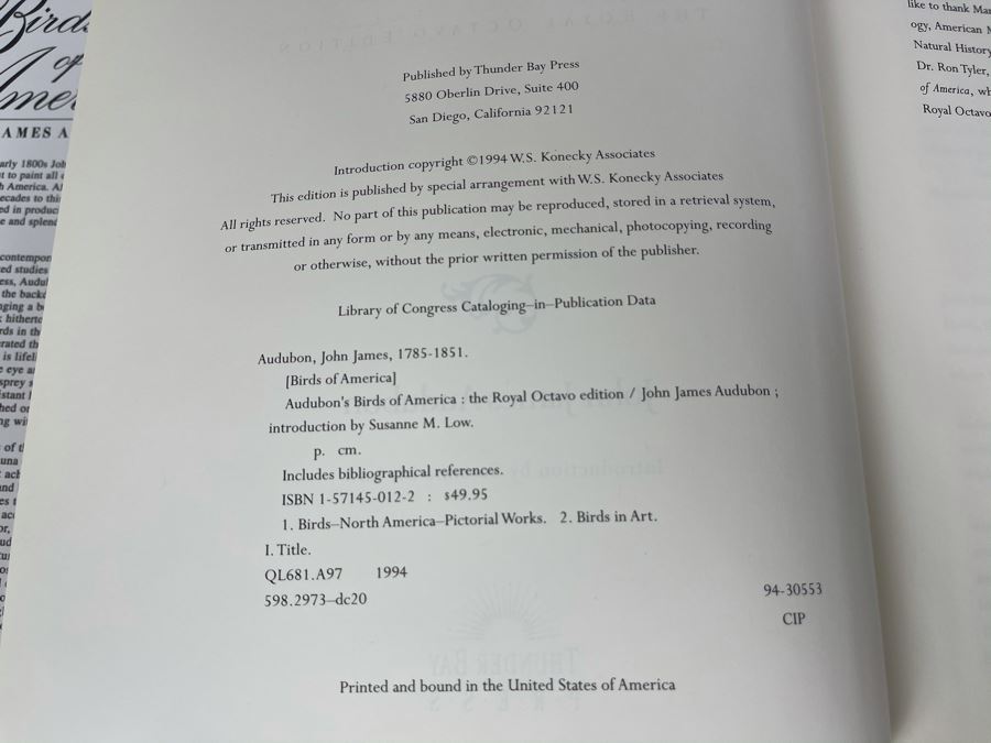 JUST ADDED - Audubon's Birds Of America - Containing All Of The Original Plates Reprinted From The First Royal Octavo Edition 1994 [Photo 5]