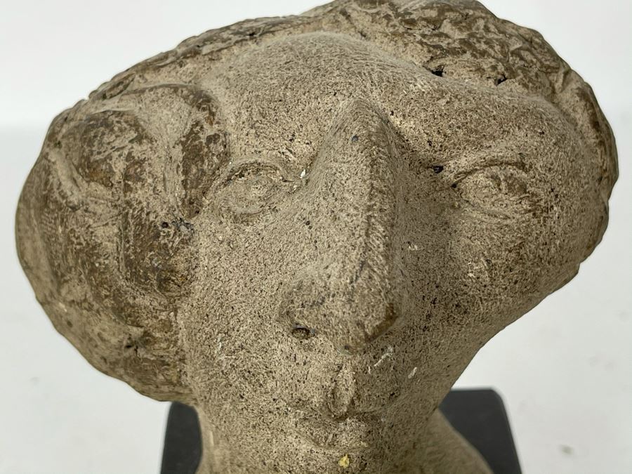 JUST ADDED - Stoneware Pottery Female Bust Head Sculpture On Wooden Base 4.5W X 6H [Photo 11]