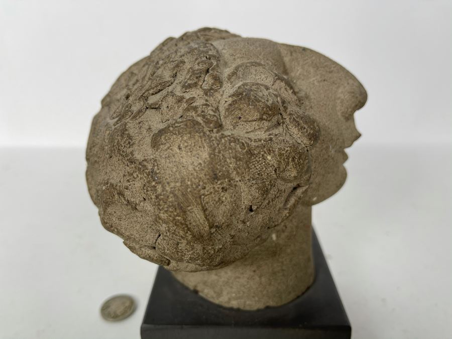 JUST ADDED - Stoneware Pottery Female Bust Head Sculpture On Wooden Base 4.5W X 6H [Photo 9]