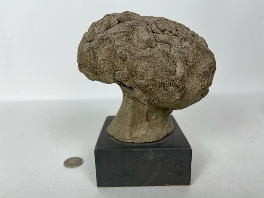 JUST ADDED - Stoneware Pottery Female Bust Head Sculpture On Wooden Base 4.5W X 6H [Photo 5]