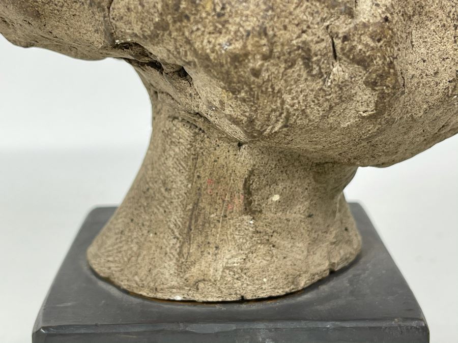 JUST ADDED - Stoneware Pottery Female Bust Head Sculpture On Wooden Base 4.5W X 6H [Photo 6]
