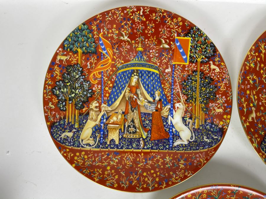 JUST ADDED - Limoges France CH Field Haviland Limited Edition Plates From Series La Dame A La Licorne 9.75R (5 Unicorn Plates Total) [Photo 3]