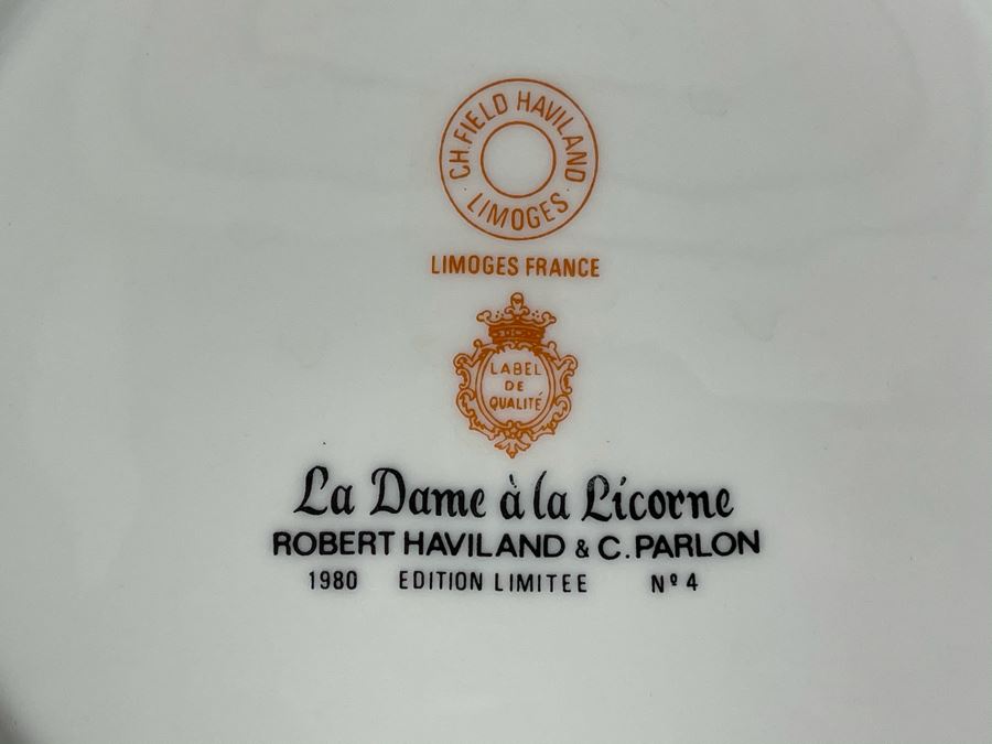 JUST ADDED - Limoges France CH Field Haviland Limited Edition Plates From Series La Dame A La Licorne 9.75R (5 Unicorn Plates Total) [Photo 14]