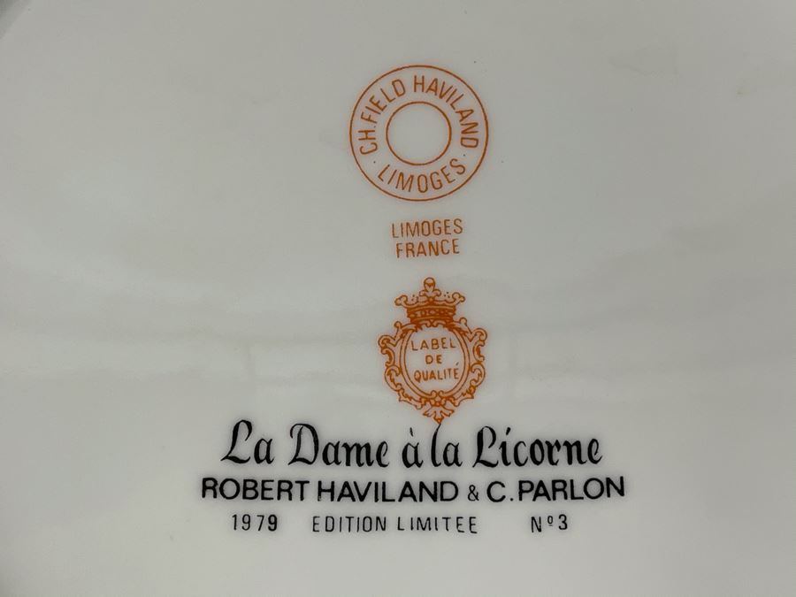 JUST ADDED - Limoges France CH Field Haviland Limited Edition Plates From Series La Dame A La Licorne 9.75R (5 Unicorn Plates Total) [Photo 13]