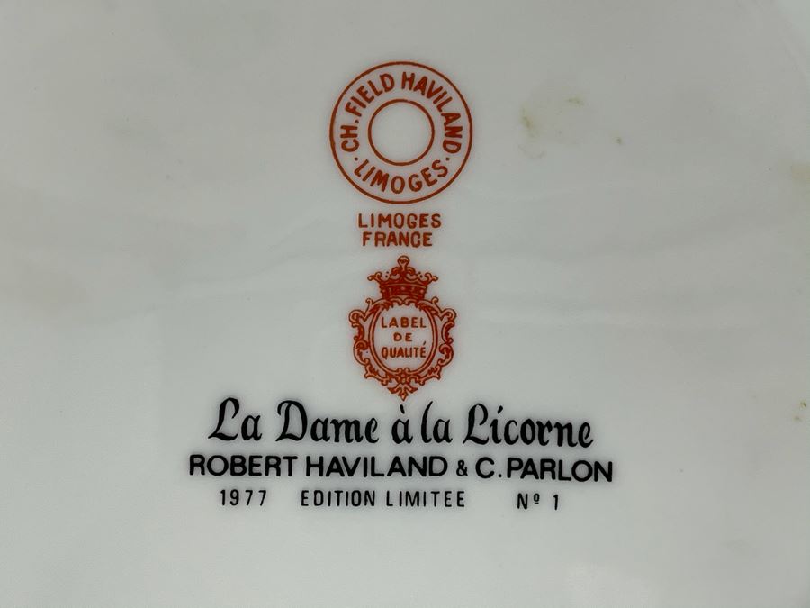JUST ADDED - Limoges France CH Field Haviland Limited Edition Plates From Series La Dame A La Licorne 9.75R (5 Unicorn Plates Total) [Photo 11]