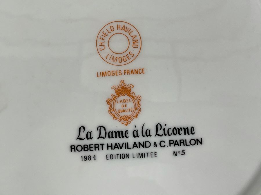 JUST ADDED - Limoges France CH Field Haviland Limited Edition Plates From Series La Dame A La Licorne 9.75R (5 Unicorn Plates Total) [Photo 15]