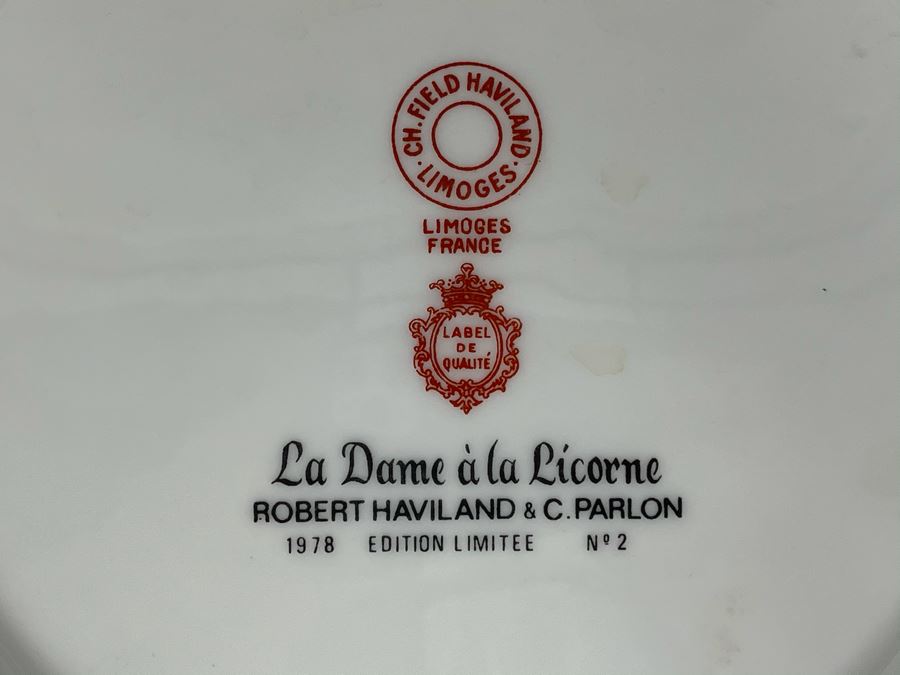 JUST ADDED - Limoges France CH Field Haviland Limited Edition Plates From Series La Dame A La Licorne 9.75R (5 Unicorn Plates Total) [Photo 12]