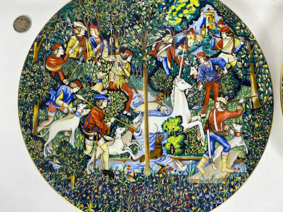 JUST ADDED - Limoges France CH Field Haviland Limited Edition Plates From Series La Chasse A La Licorne 9.75R (5 Unicorn Plates Total) [Photo 7]