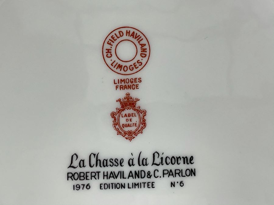 JUST ADDED - Limoges France CH Field Haviland Limited Edition Plates From Series La Chasse A La Licorne 9.75R (5 Unicorn Plates Total) [Photo 14]